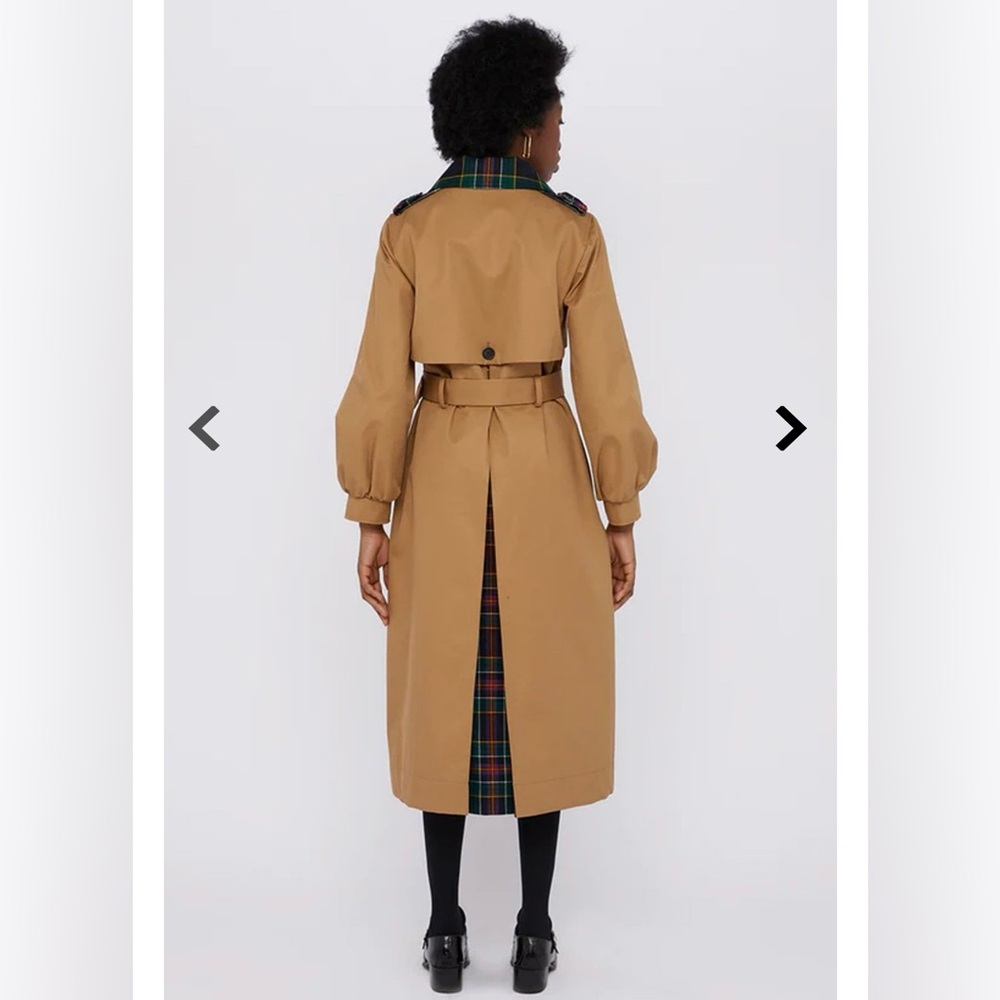 New w/tags SHRIMPS Dexter Trench Coat with Plaid Details - Sz. UK 8/ USA 4 - Picture 4 of 13